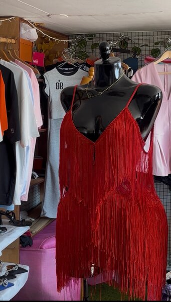 Robe à franges rouge soirée