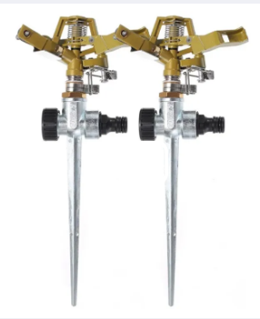Pack of 2 Lawn Garden Yard Golf Grass Rotary Water Irrigation Sprinkler Sprayer High Quaility Metal Impulse Spike Hose By AWC Trders