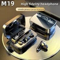 M19 TWS Airpods _ with Super Sound & High Quality Touch Sensors True Stereo Headphones with Built in Mic 10m Transmission Bluetooth Wireless Earbuds , Charging Case Sport Headset for all Bluetooth Smart devices