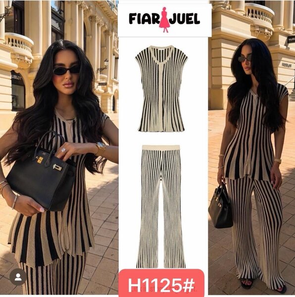 Tenue rayée élégante femme