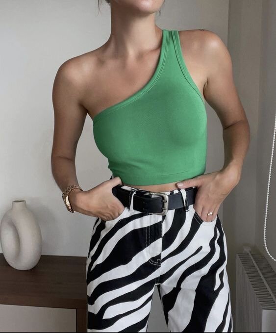 Top asymétrique vert tendance