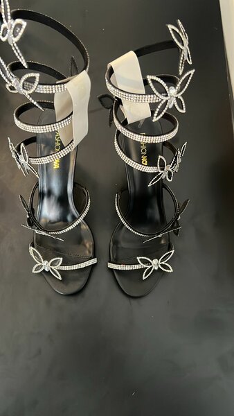 Sandales à talons strass papillon