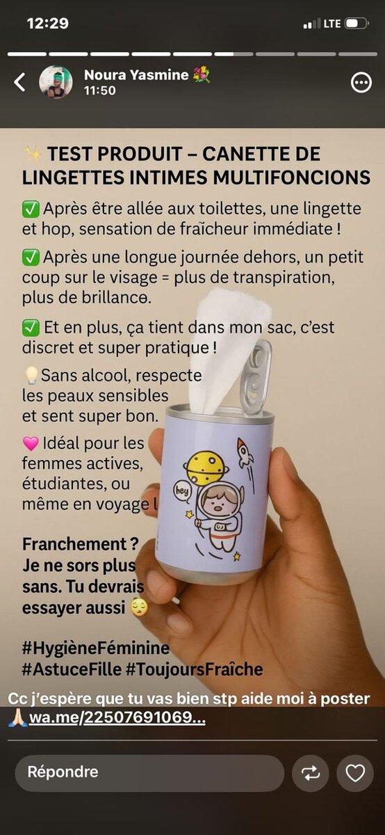 Lingettes Humides Canette