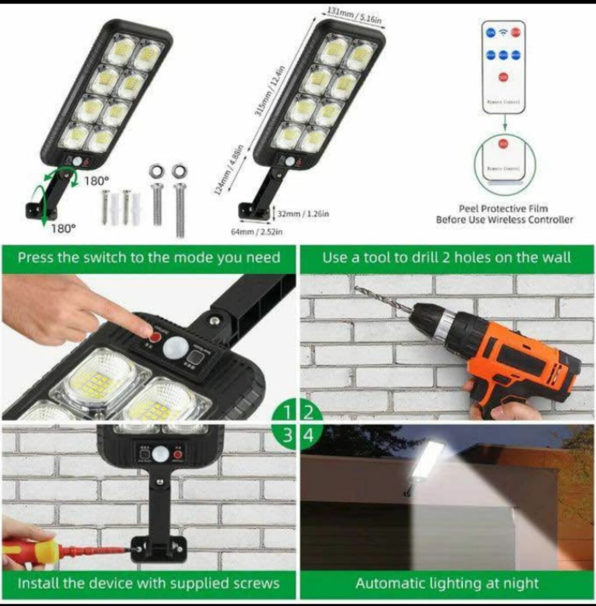 Lampe solaire LED extérieure