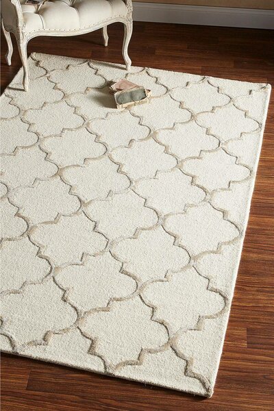 Tapis élégant en laine beige