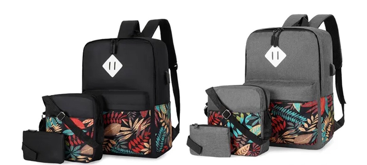 New Casual Print 3pcs Set Backpack