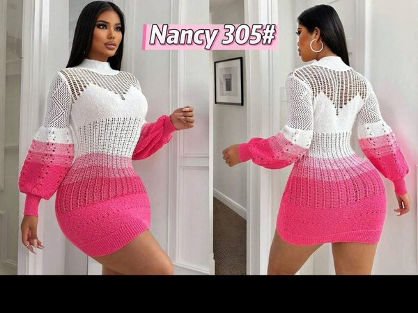 Robe Maille Colorée Femme