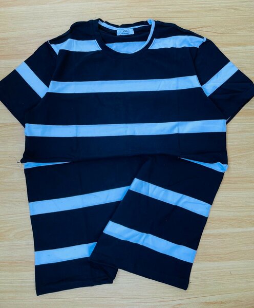 logo-embroidered striped cotton T-shirt