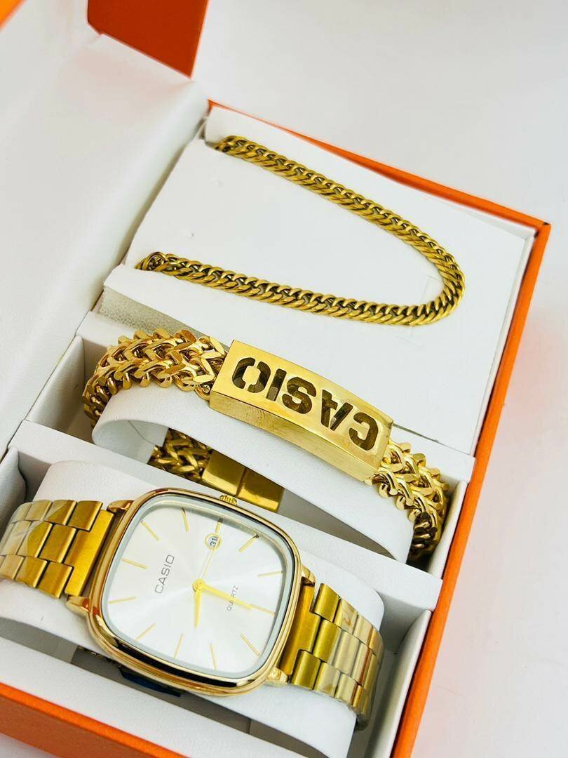 Quality Men's Gold Casio Dressing Accessories set+ Chocolate