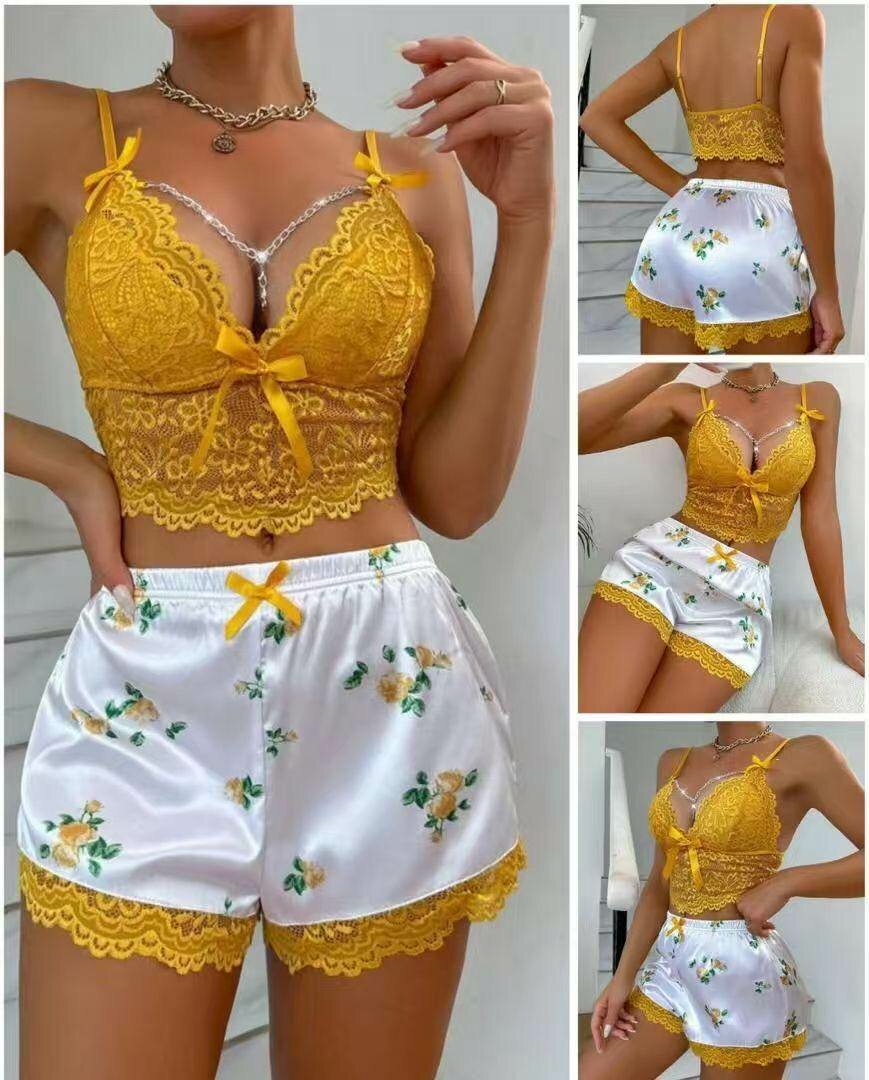 Ensemble lingerie dentelle satin