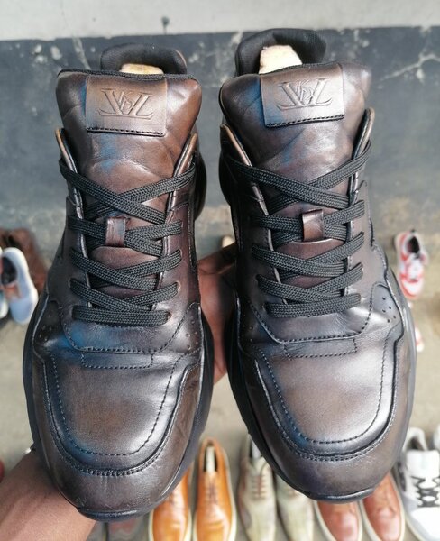 Baskets en cuir marron homme