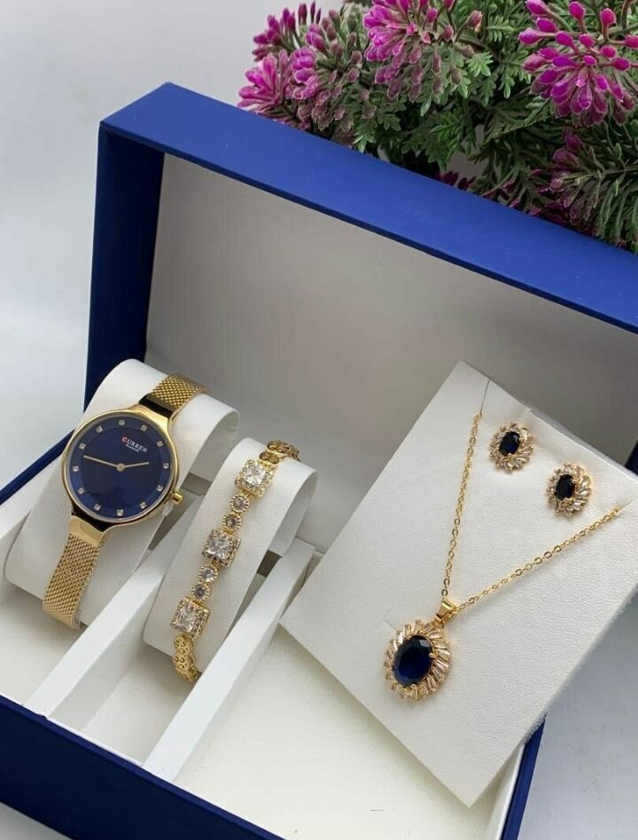 Ladies watch with bracelet and earring
