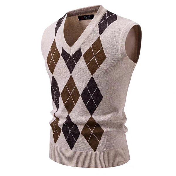 Pull sans manches motif argyle