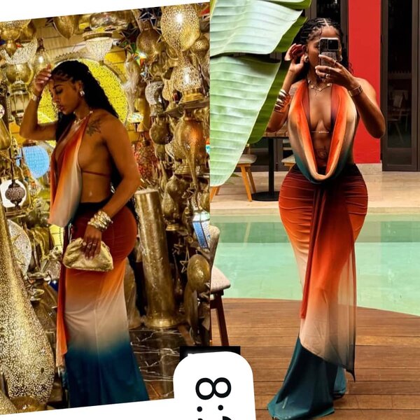 Robe Maxi Plongée Dégradée Femme