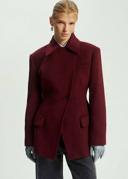 Manteau en laine bordeaux femme