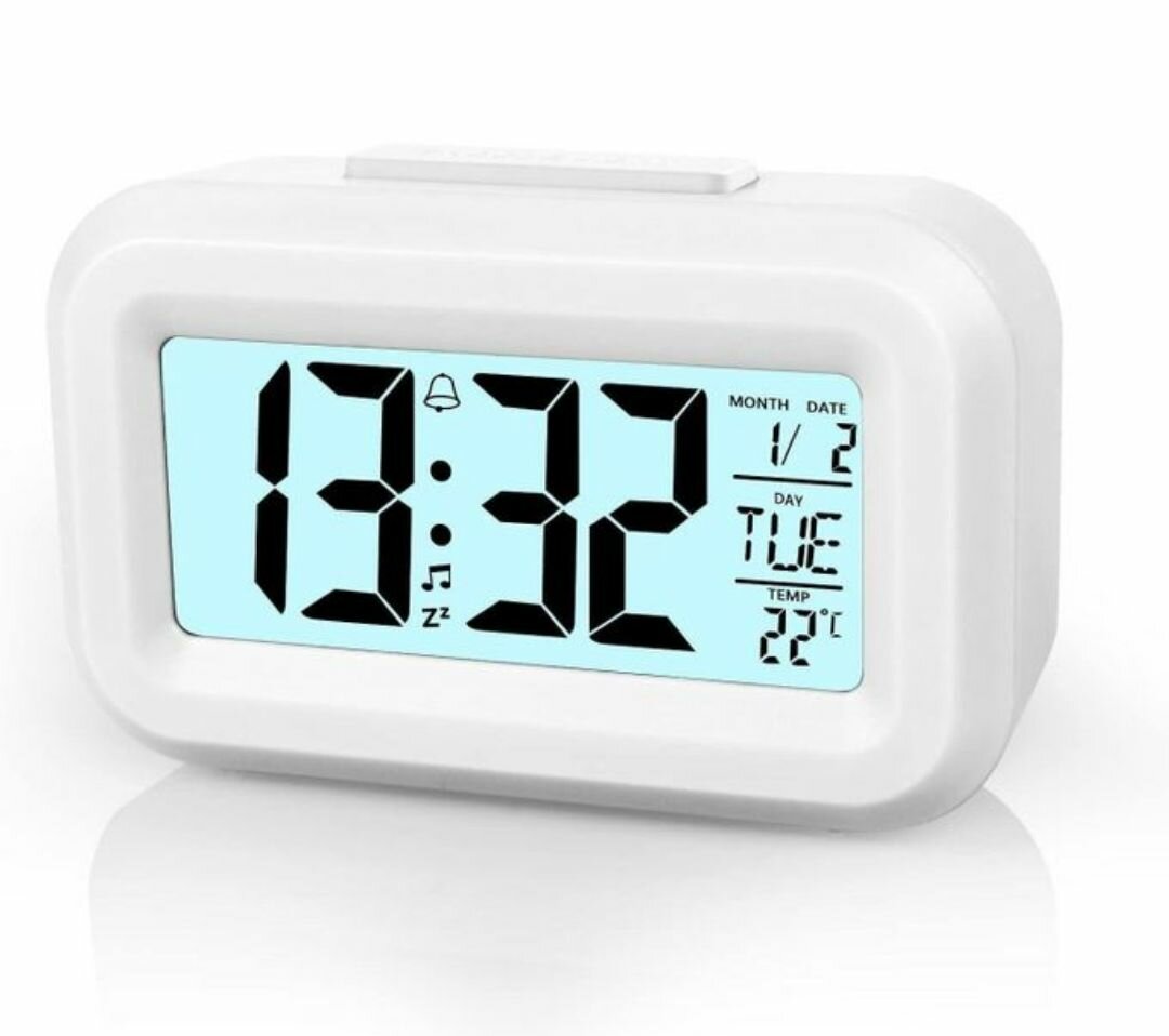 Digital Alarm Clock - White
