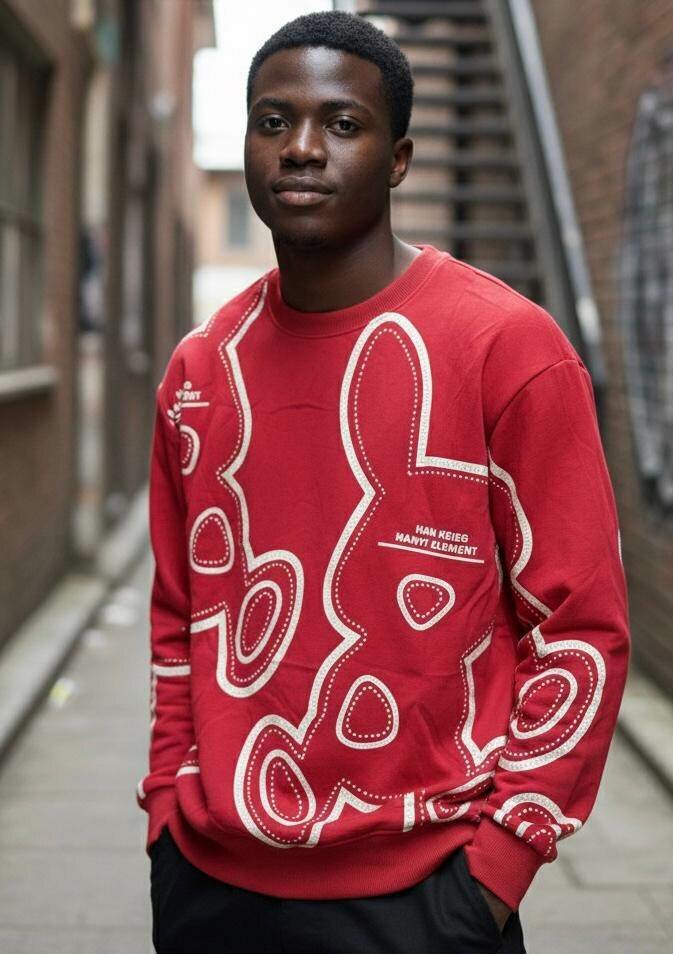 Sweat-shirt rouge graphique