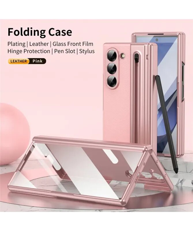 Coque Pliante en Cuir Rose