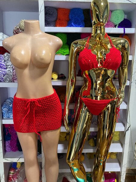 Crochet 3 piece bikini with cover up