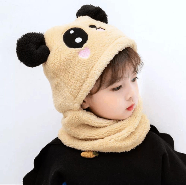 Kids Beanie Wool Cap with Neck Warmer