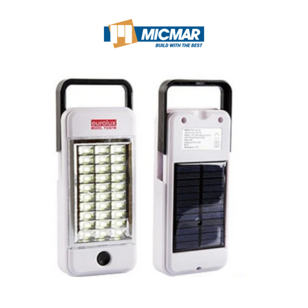 EUROLUX RECHARGEABLE SOLAR LED LAMP FITTING