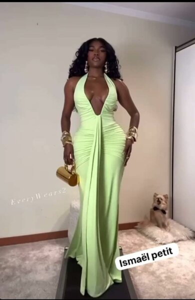 Robe longue élégante verte