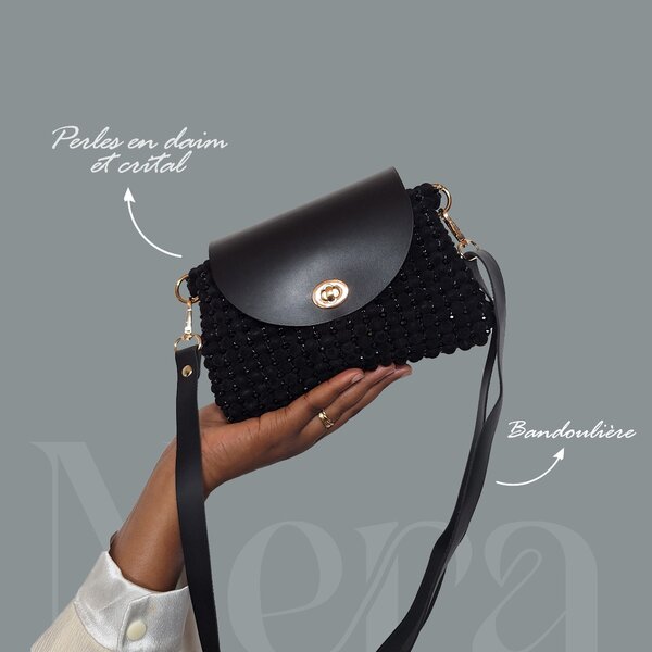 Elegant Beaded Black Handbag