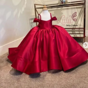 New Design Girl Dress Baby Girl Party Dress Children Frocks Designs Red Silk Frock ( Fabric Silk) ( Size 03 Month To 16 Yrs)