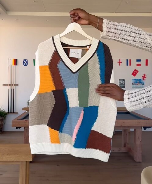 Tricot en patchwork vibrant