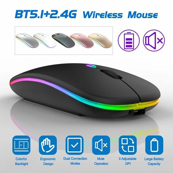 Souris sans fil RGB ergonomique