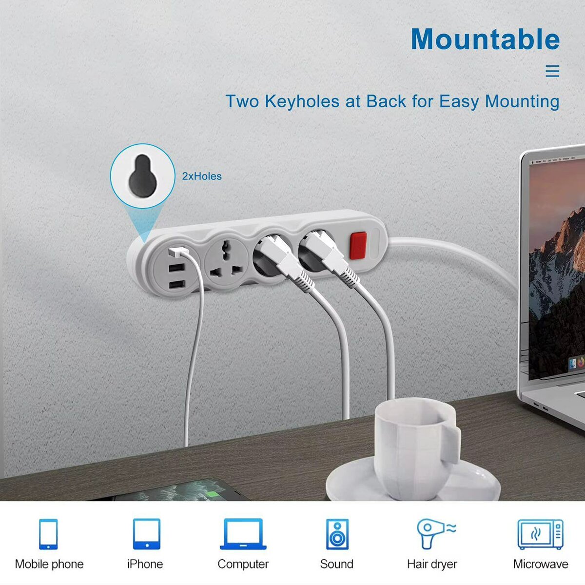 Bloc multiprise USB sécurisé