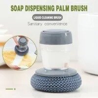 Kitchen Round Dish Sponges Scourer Cleaning Ball with Handle,Multi-Purpose Scrub Scrubber Sponge Pads Ball for Pot Pan Dish Wash Cleaning with Soap Dispenser