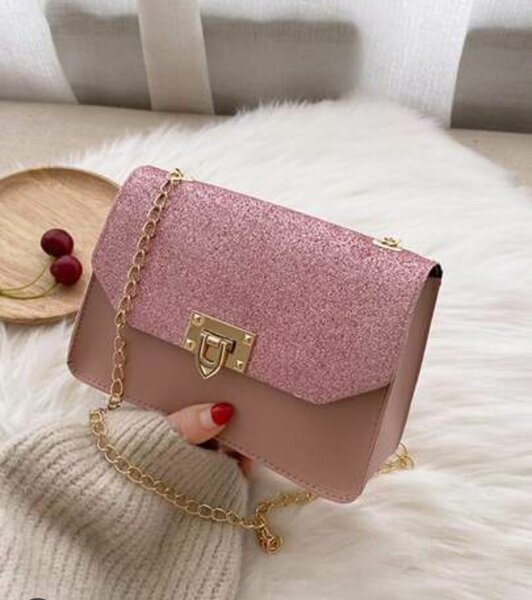 Sac à bandoulière pailleté rose
