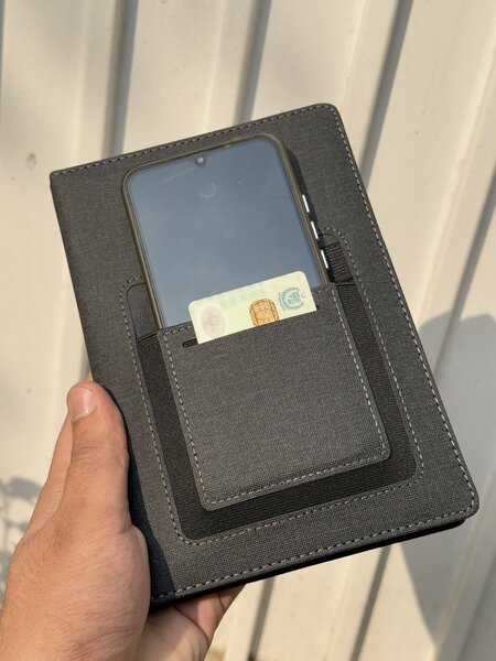 Professional Fabric Diary Notebook with pocket for phone car