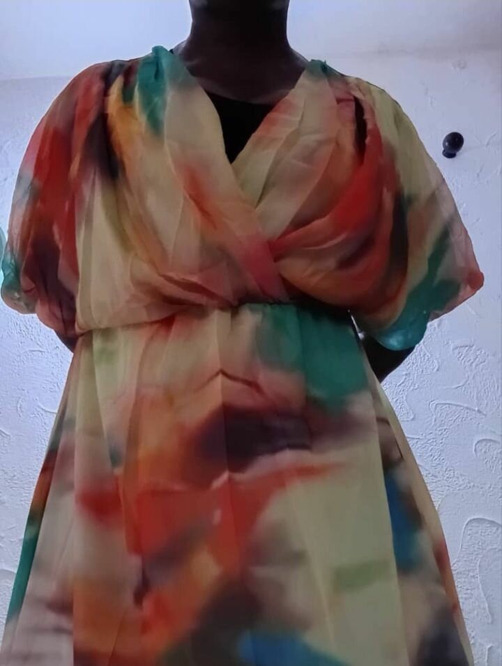 Robe longue à motif abstrait