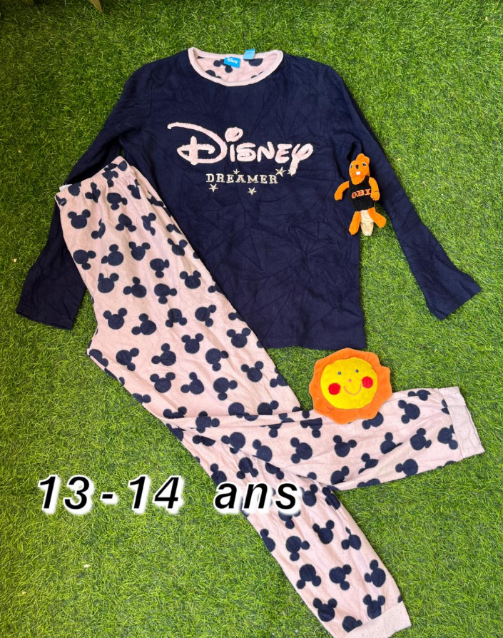 Pyjama chaud enfant "Disney bleu-rose" 11 ans