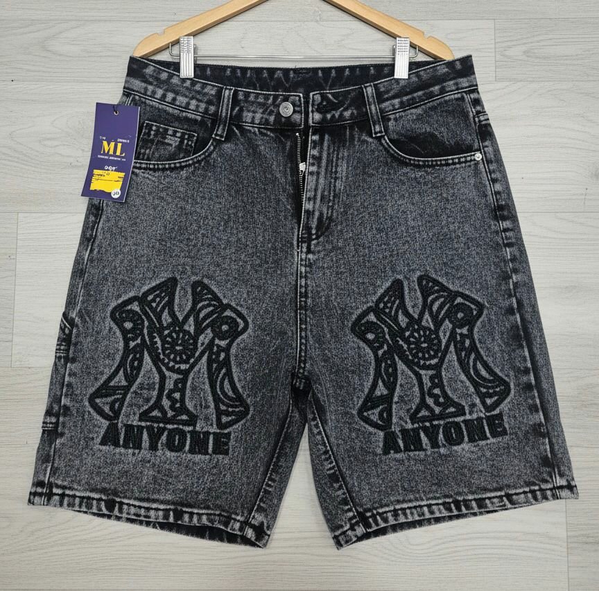 Shorts en denim noir hommes