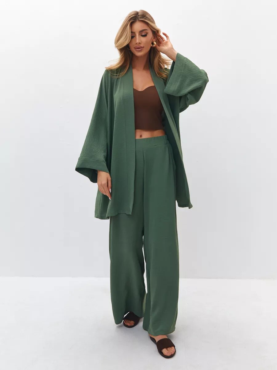 Двойка для дома и прогулок в хакки цвете