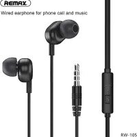 Remax RW-105 In-Ear Clear Sound Wired Earphone Stereo Earbuds with Microphone for Phone Call Music Headphone with 3.5mm Plug Compatible with Phones Tablets Computers