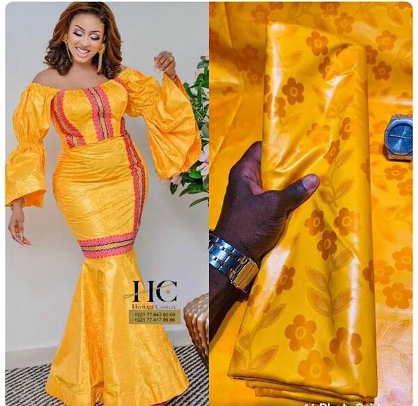 Tissu en soie jaune pour robe