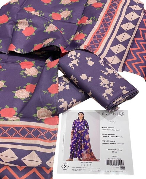 Sapphire, cambric cotton, woman suit, clothes,3 pec