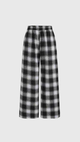 Pantalon large à carreaux femmes