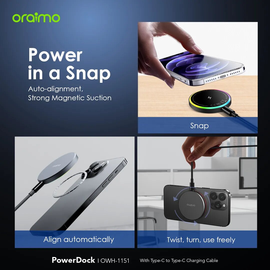 ORAIMO POWER DOCK 15W Magnetic Wireless Charging Pad