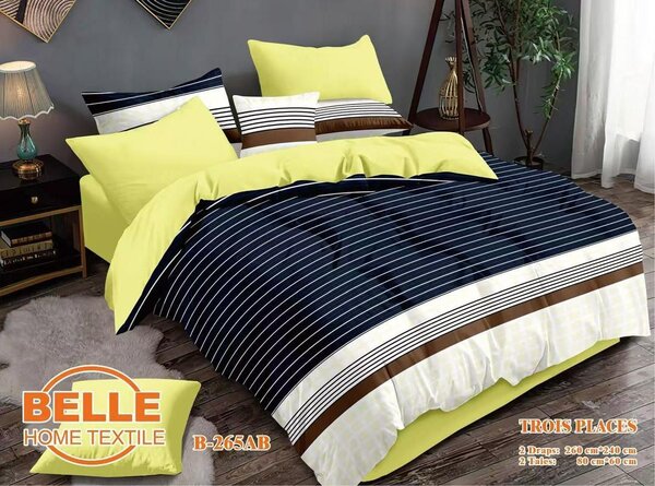 Parure de lit rayée en coton