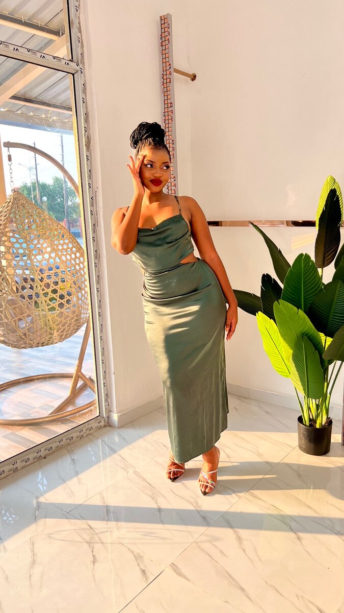 Open back satin dress