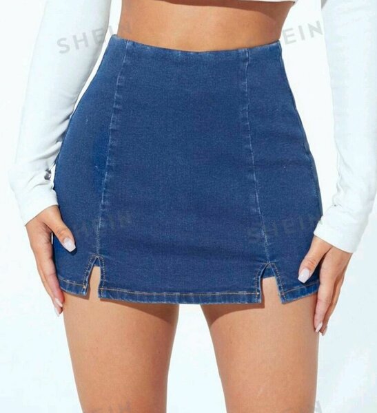 Jupe en jean taille haute