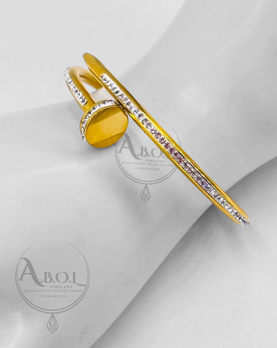 Nail Stone Stainless Cuff