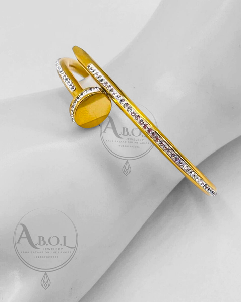 Nail Stone Stainless Cuff