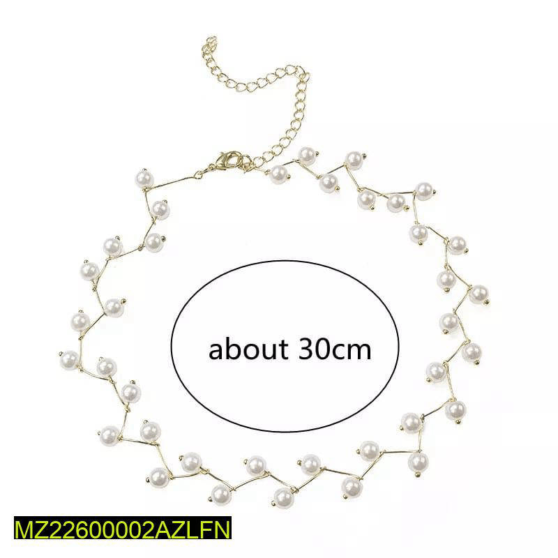 1 PCs Alloy Gold Plated Pearl Stone Chowker