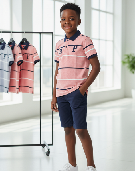 Polo enfant rayé rose(taille28
